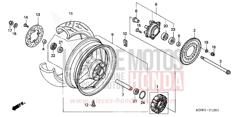 REAR WHEEL (2) for CBR600F Special Edition WINNING RED (R258) from 2001
